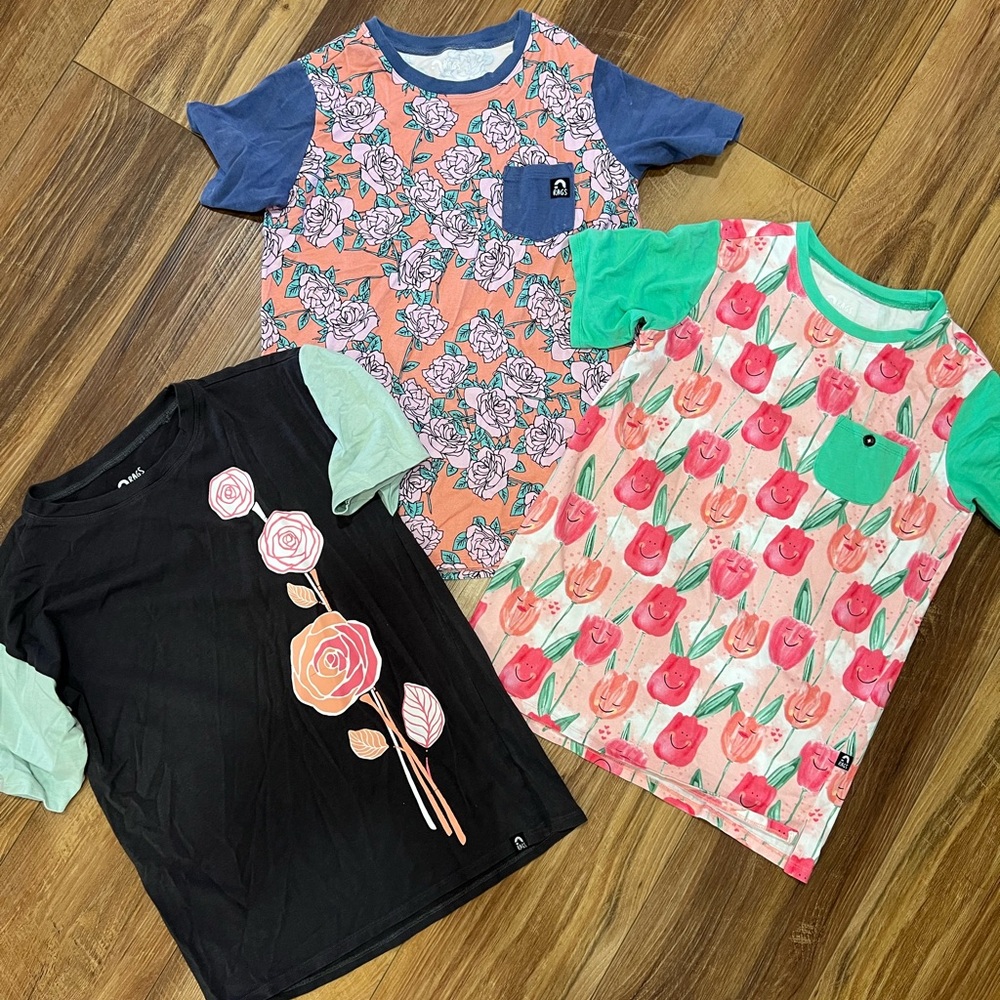 Rags Floral Kids T-Shirt Set - Black, Pink, Green